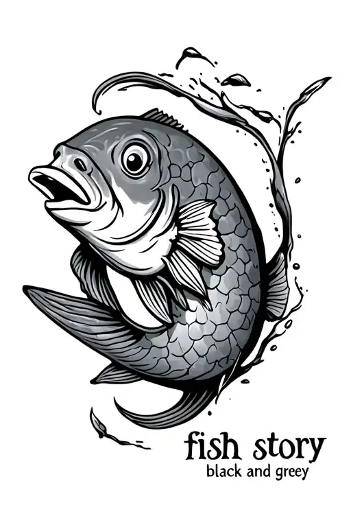 Tattoo With A Flounder Fish On It And The Words Fish Story