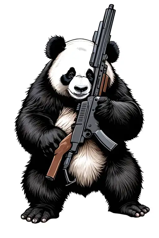 Panda Holding Rpg And Ak 47