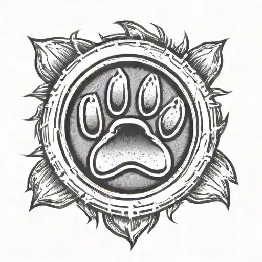 Tire With A Paw Print In The Middle