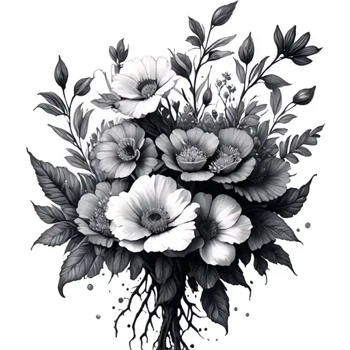 Large Root Making A Mirage Of Flowers