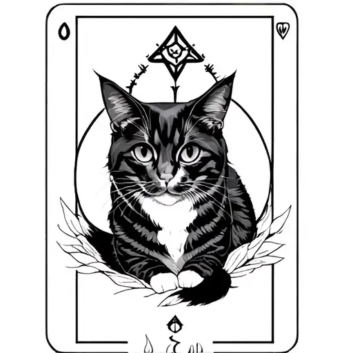 Priestess Tarot Card With Cat In Style Of Anime