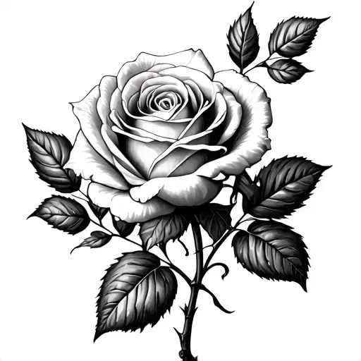 Rose With Leaves With Mum Coming From The Stem Growing