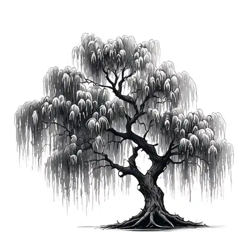 Weeping Willow Tree Fine Line