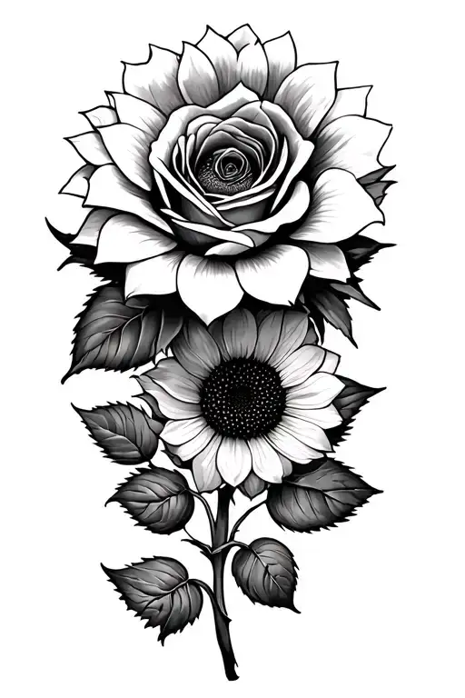 Rose And Sunflower Half Seeve