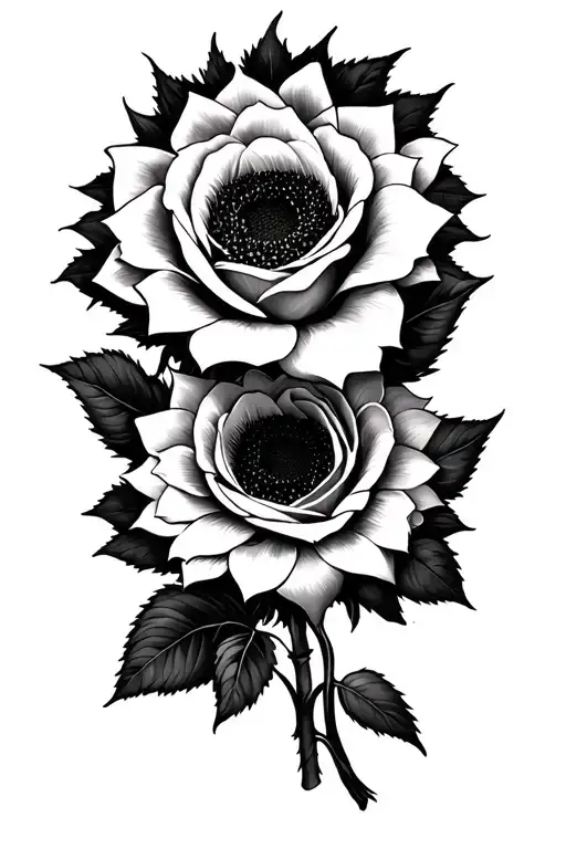 Rose And Sunflower Half Seeve