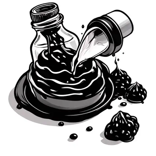 Codeine Bottle Pouring Out Into A Pudd