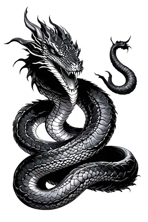 Snake Coiling Dragon Wrapped