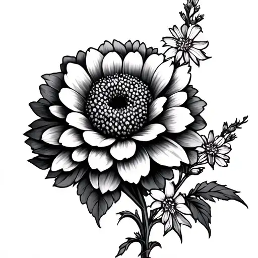 Chrysanthemum And Larkspur Tatto Design