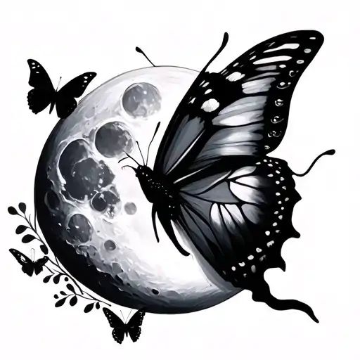 Moon And Butterflies