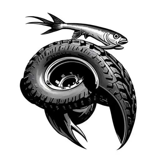 Fish Hook With A Off Road Tire