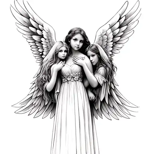 In Memory Of My Daughter Kaylee With Wings Protecting Over Her Older Sisters Cassandra And Ashley