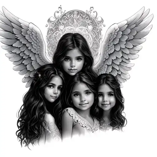 In Memory Of My Daughter Kaylee With Wings Protecting Over Her Older Sisters Cassandra And Ashley