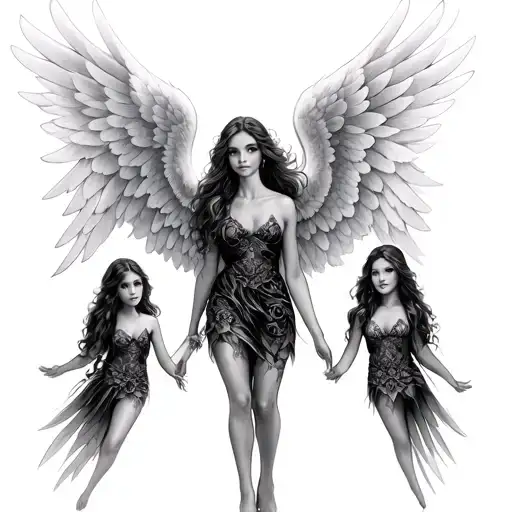 In Memory Of My Daughter Kaylee With Wings Protecting Over Her Older Sisters Cassandra And Ashley
