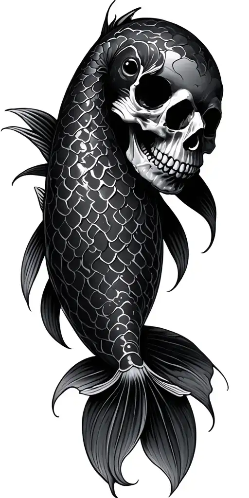 Japanese Koi And Skull