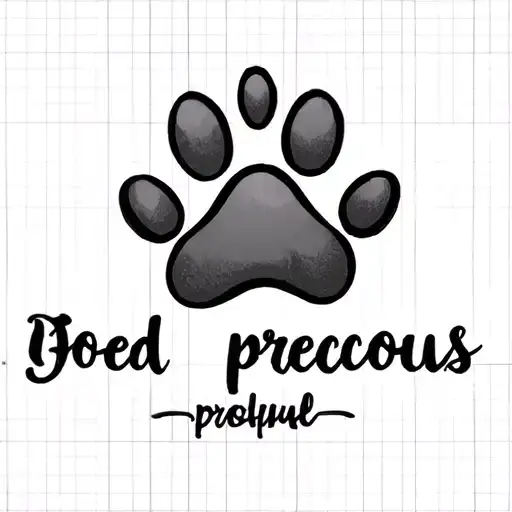 Paw Print Outline With The Name Precious In Cursive Inside Of It