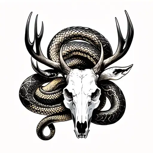 Memorial Brother Elk Skull And Snake