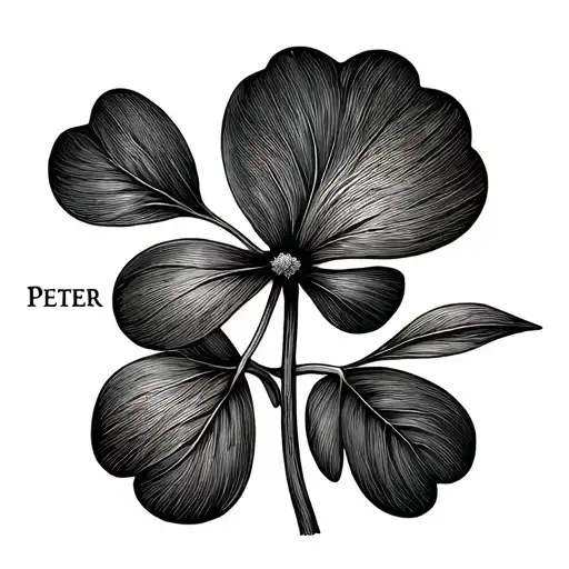 Simple Line Clover With The Name Peter In The Stem