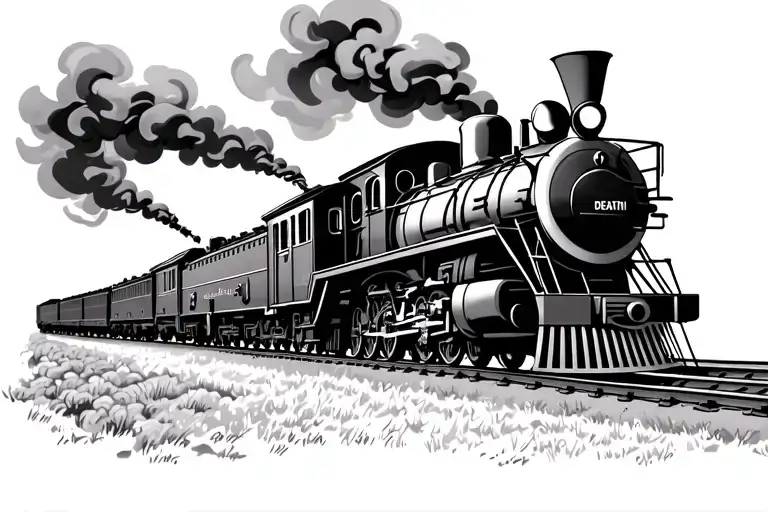Coal Smoke Train Riding The Tracks Towards You With A Birth And Death Date Of 1932-2013 In The Smoke