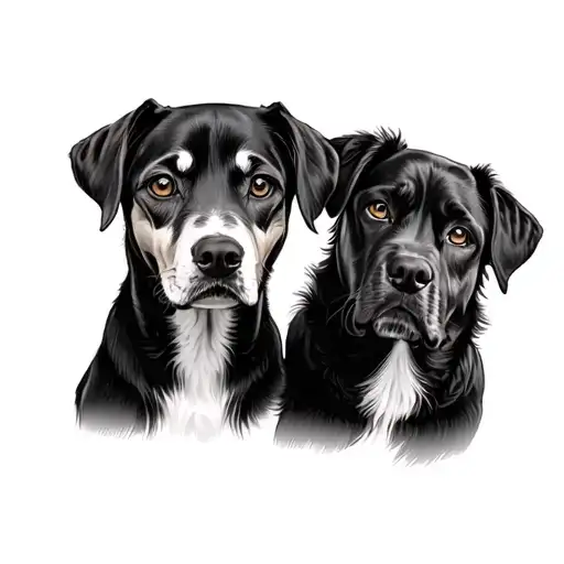 Memorial Tattoo For 2 Lost Dogs