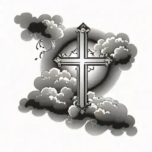 Christian Cross With Clouds