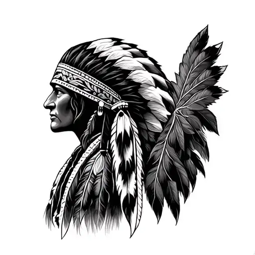 Indian Headdress Being Worn