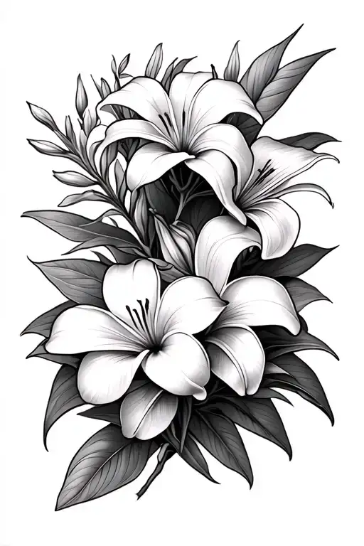 Lilies And Plumeria Flowers