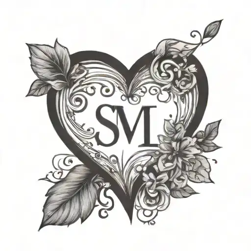 Minimalist Heart With Initials Sm And Ms