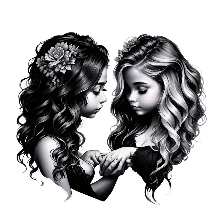 Daughters Holding Hands