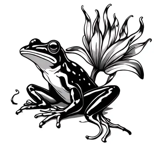 Flame Lilly Flower Frog Sitting