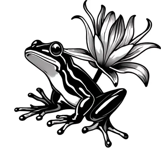 Flame Lilly Flower Frog Sitting