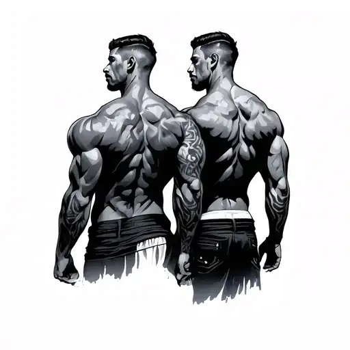 Two Muscular Back Men