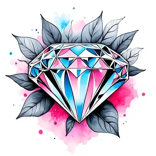 Diamond Pink Blue Watercolor