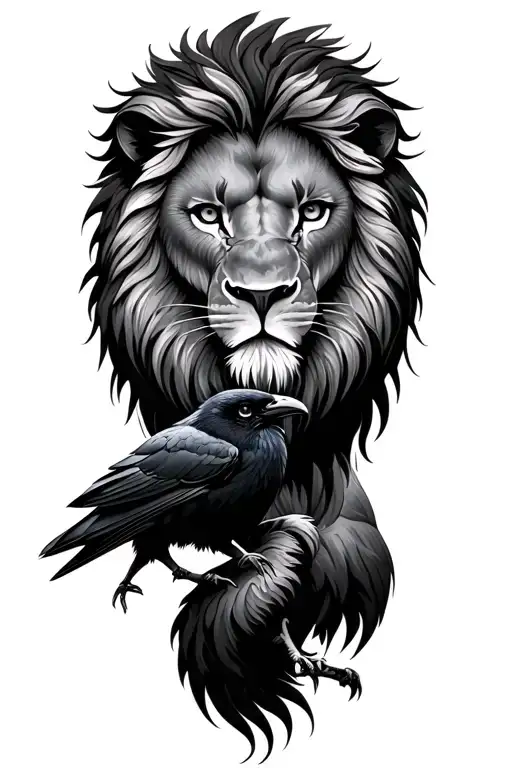 Lion With A Crow