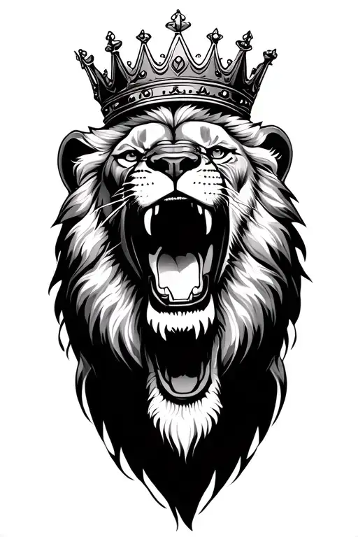 Lion Open Mouth With A Crown