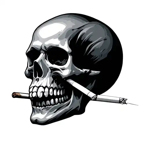 Minimalistic Skull Smoking A Cigarette