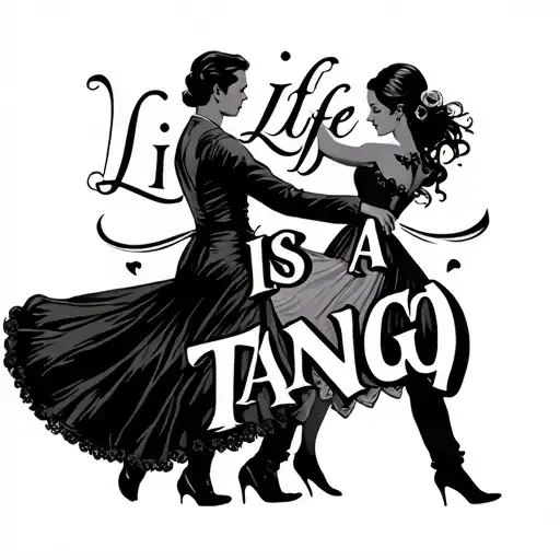 Life Is A Tango With Tango Letters Dancers Fine Line