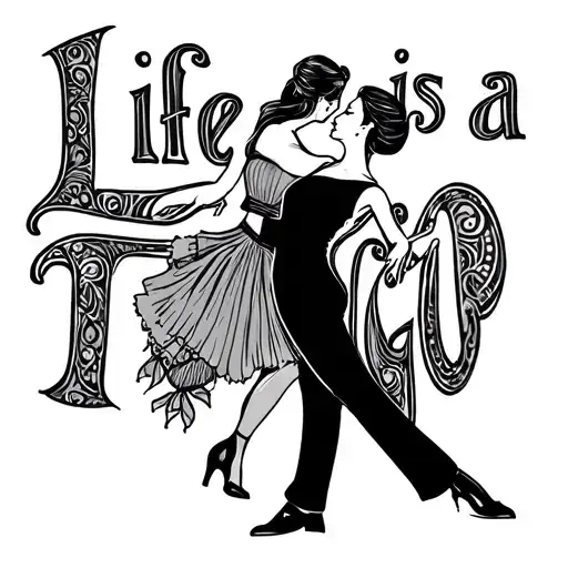 Life Is A Tango With Tango Letters Dancers Fine Line