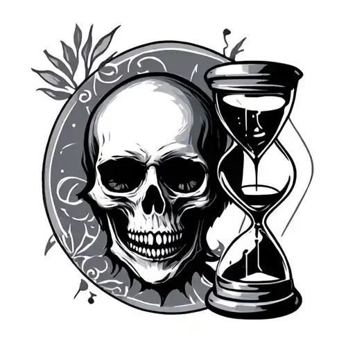 Head Of Death And Hourglass