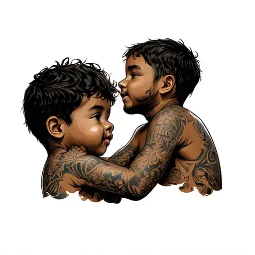 Dna Brown And Child Male Silhouette