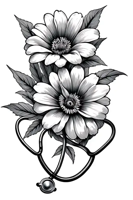 Stethoscope And Flower Intertwined