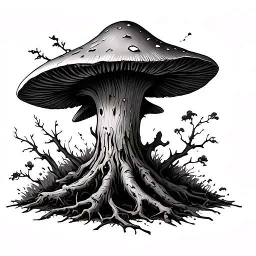 Mushroom Turning Into Dead Tree