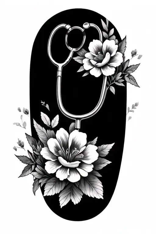 Stethoscope And Flowers Surrounding