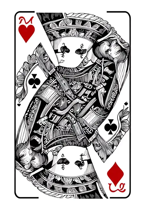Line Art Sketch Black Of King Of Hearts Without Card Border