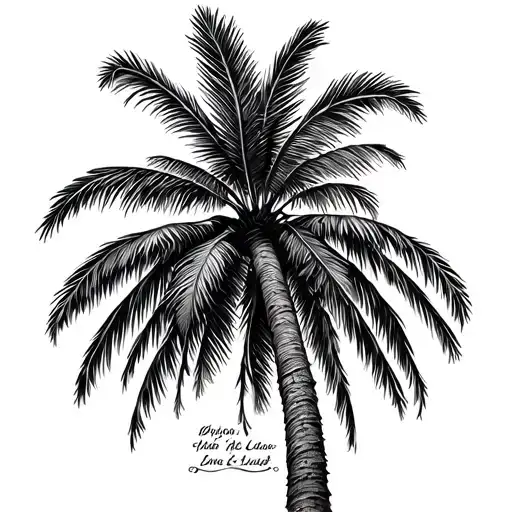 Palm Tree With Names In Trunk Drawn