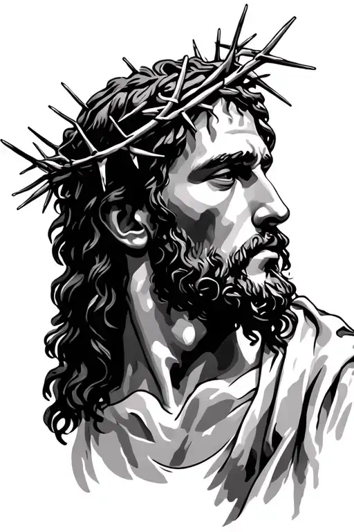 Jesus With Crown Of Thorns Facing Away