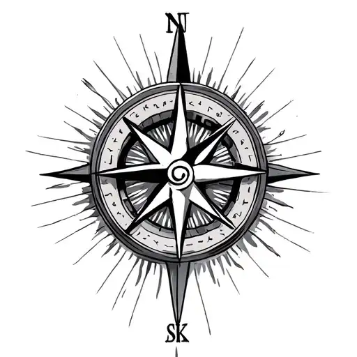 Simple Fine Line Compass