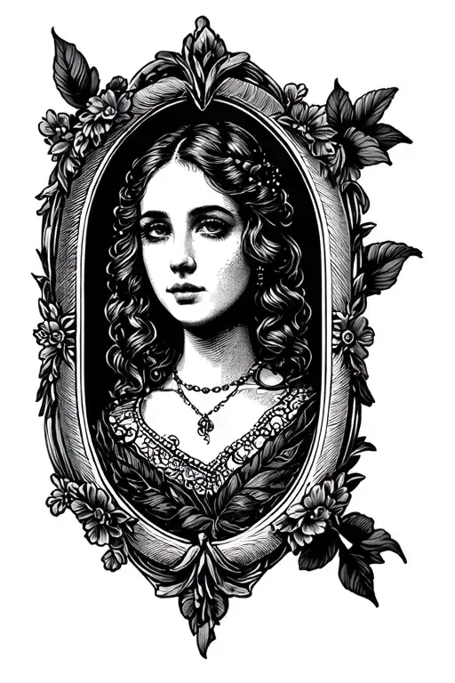 Vintage Frame With Old Style Art Inside