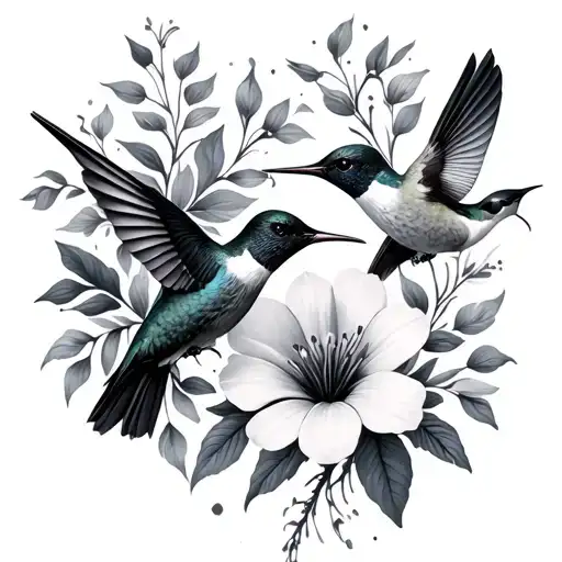 February And August Flowers And Hummingbirds