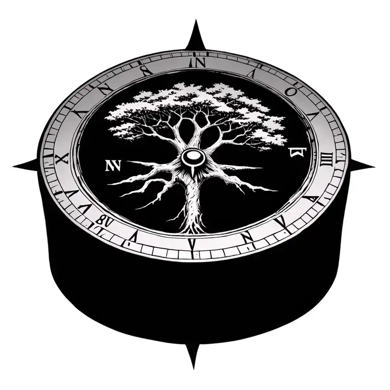 Vegvesir Compass With Life Tree