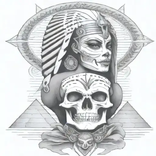 Egyption Girl Pharoh Goddess With Diamonds And Skull